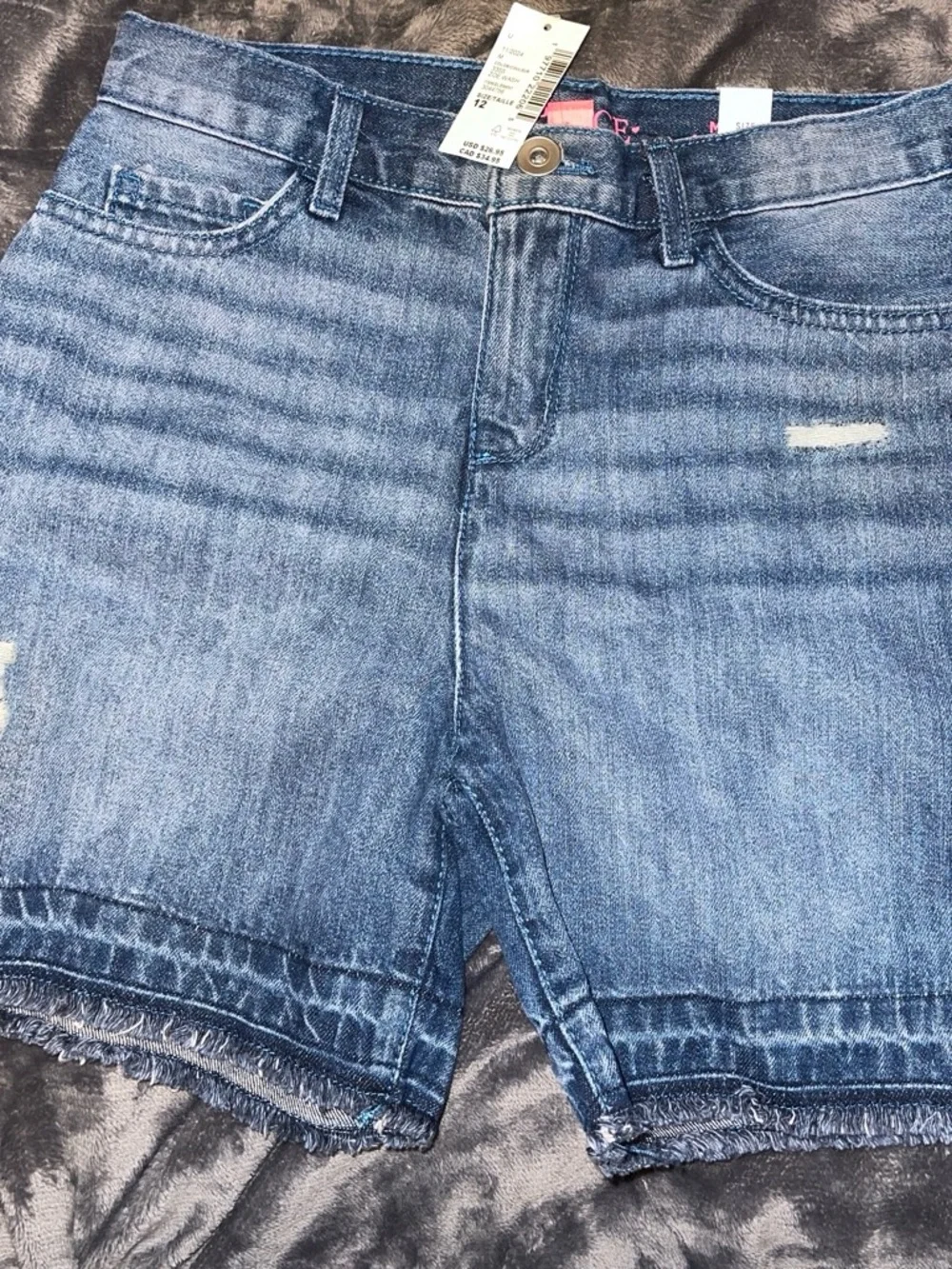 The Children's Place Blue Denim Frayed Hem Shorts